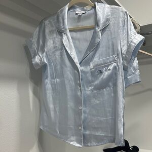 “The Mrs” Women's Satin Pajama Set in Light Blue